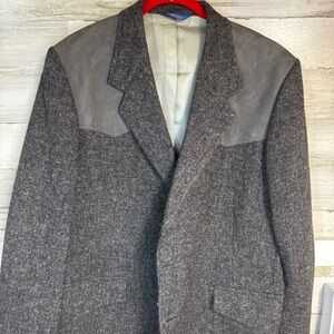Pendleton Gray Tweed Blazer with Suede Accents